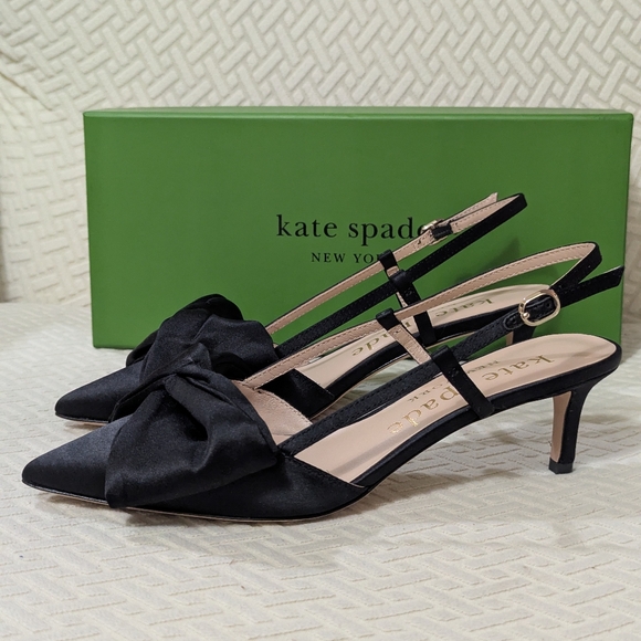 NIB Kate Spade Marseille Black Bow Heels - Size 7.5 - Picture 6 of 6